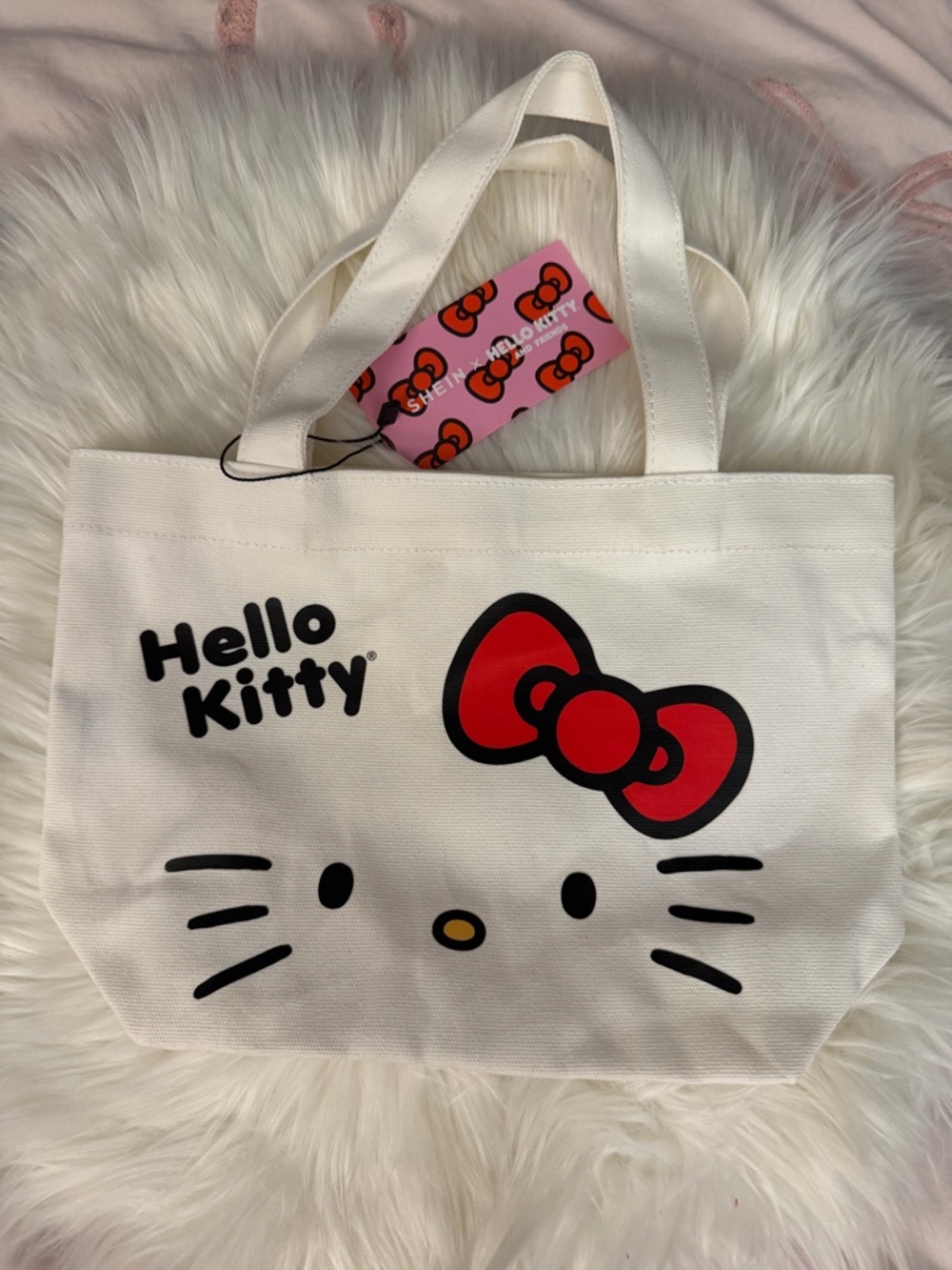 Hello Kitty White Canvas Tote with Red Bow